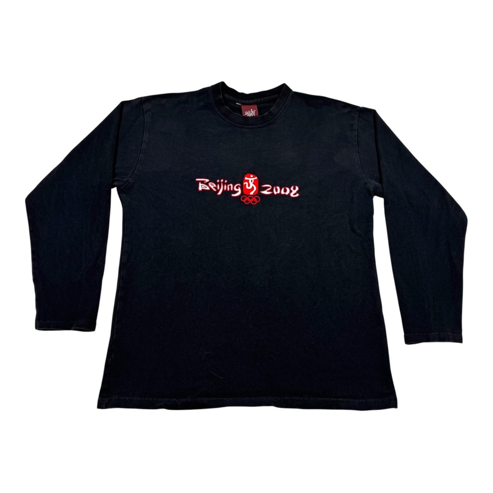 Beijing 2008 Olympics Shirt Mens Large Black Long Sleeve Graphic Tee Crewneck
